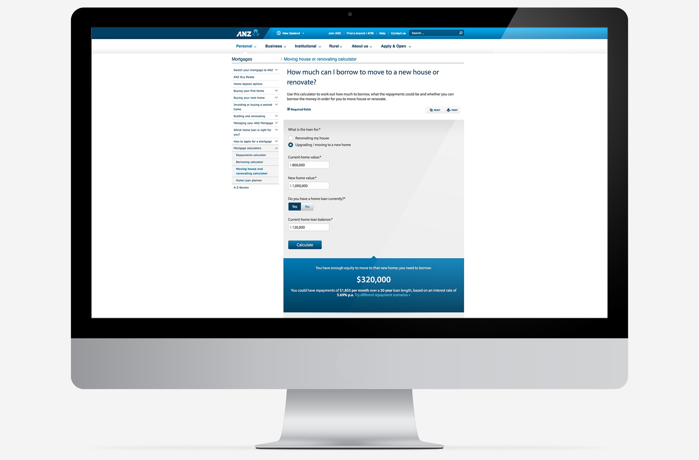 ANZ home loan calculators